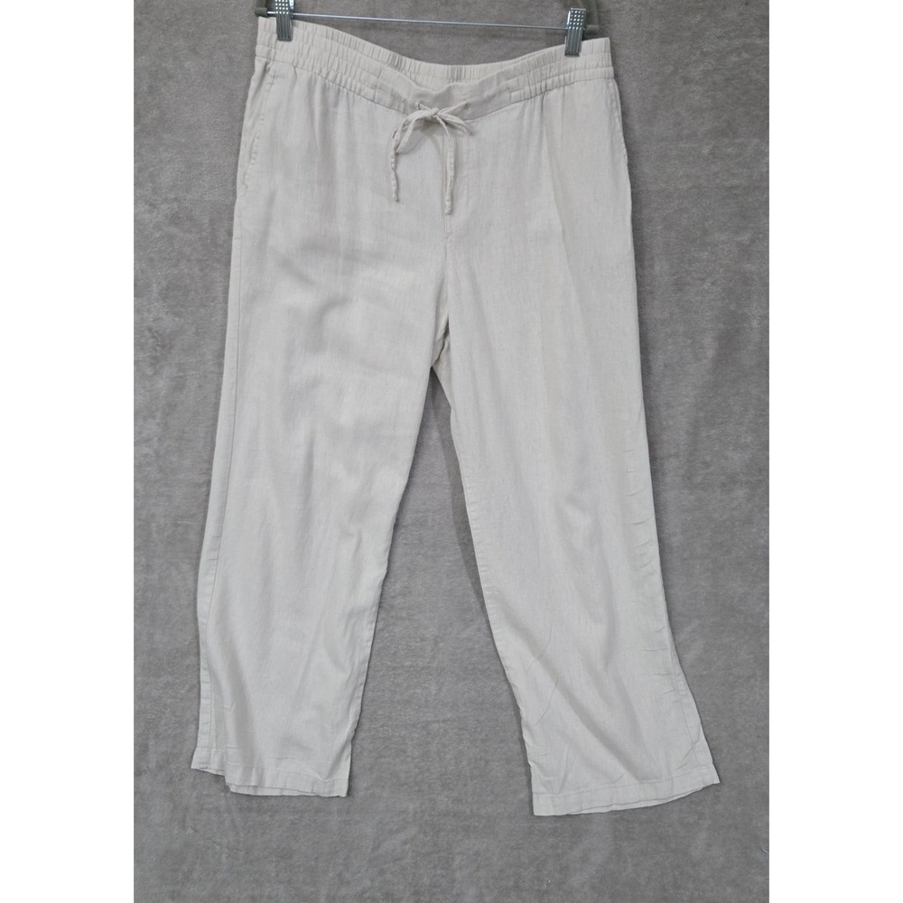 Old Navy Linen Blend Pants Womens Large Beige Capsule Casual Coastal Lagenlook